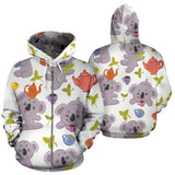 Cute Koalas Teapots Tea Zip Up Hoodie