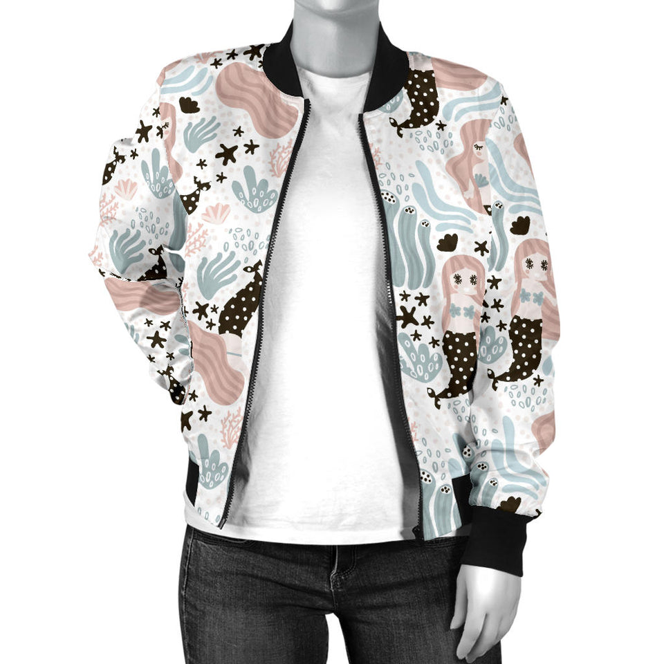 Cute Mermaid Pattern Women'S Bomber Jacket