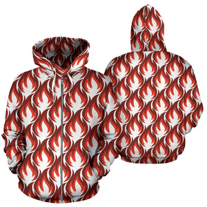 Fire Flame Symbol Design Pattern Zip Up Hoodie