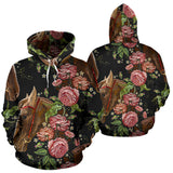 Horse Head Wild Roses Pattern Men Women Pullover Hoodie