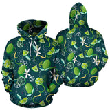 Lime Ice Flower Pattern Men Women Pullover Hoodie