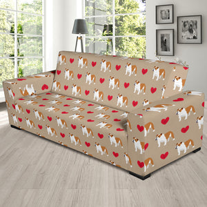 English Bulldog Pattern Print Design 05 Sofa Slipcover