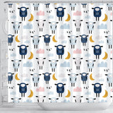 Cute Sleeping Sheep Moon Cloud Pattern Shower Curtain Fulfilled In US
