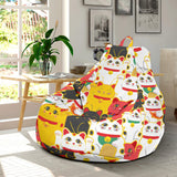 Colorful Maneki Neko Lucky Cat Pattern Bean Bag Cover