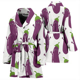 Eggplant Pattern Print Design 01 Women's Bathrobe