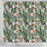 Toucan Tropical Green Jungle Palm Pattern Shower Curtain Fulfilled In US