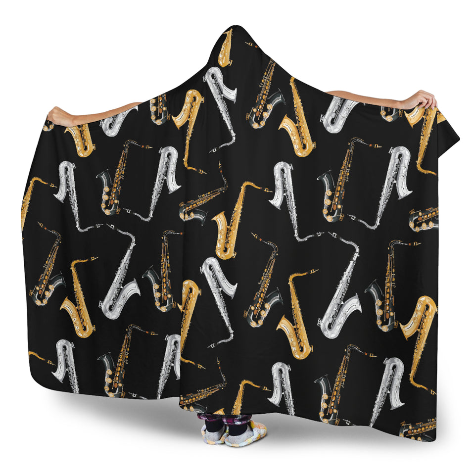 Saxophone Design Pattern Hooded Blanket