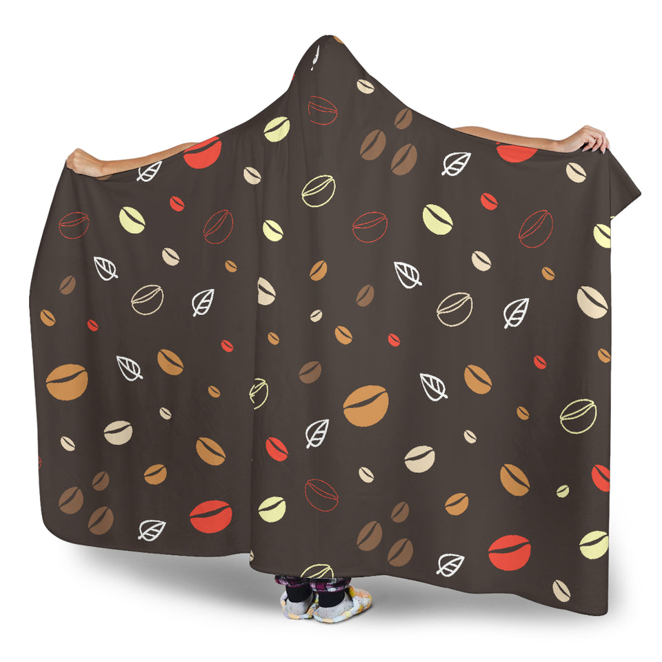 Coffee Bean Leave Pattern Hooded Blanket
