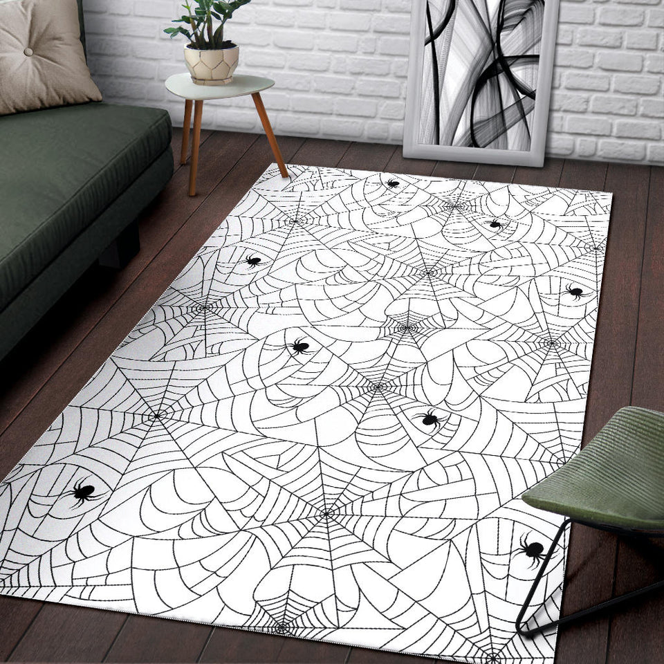 Spider Web Cobweb Pattern White Background Area Rug
