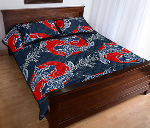 Koi Fish Carp Fishs hand drawn japanese art Quilt Bed Set