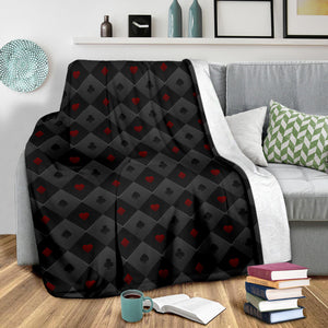 Casino Cards Suits Pattern Print Design 05 Premium Blanket