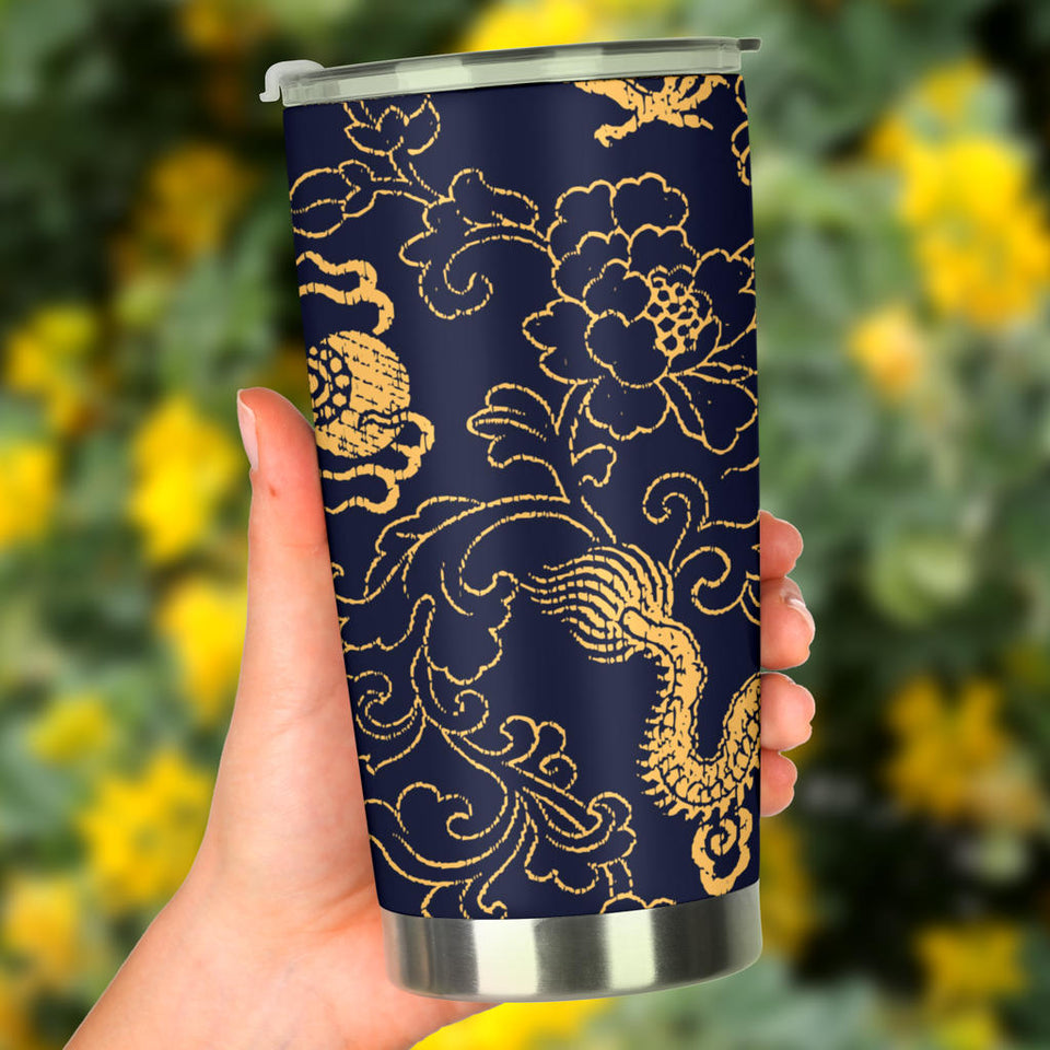 Gold Dragon Pattern Tumbler
