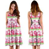 Teddy Bear Pattern Print Design 04 Sleeveless Midi Dress