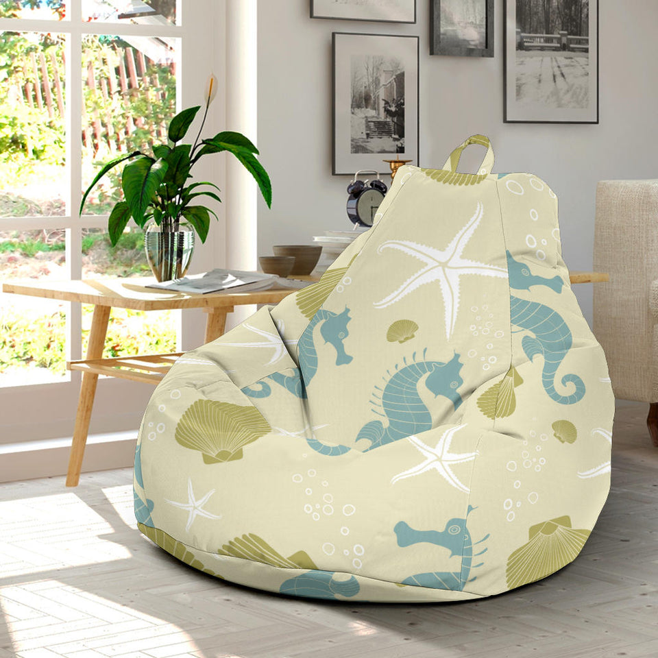 Seahorse Shell Starfish Pattern Background Bean Bag Cover