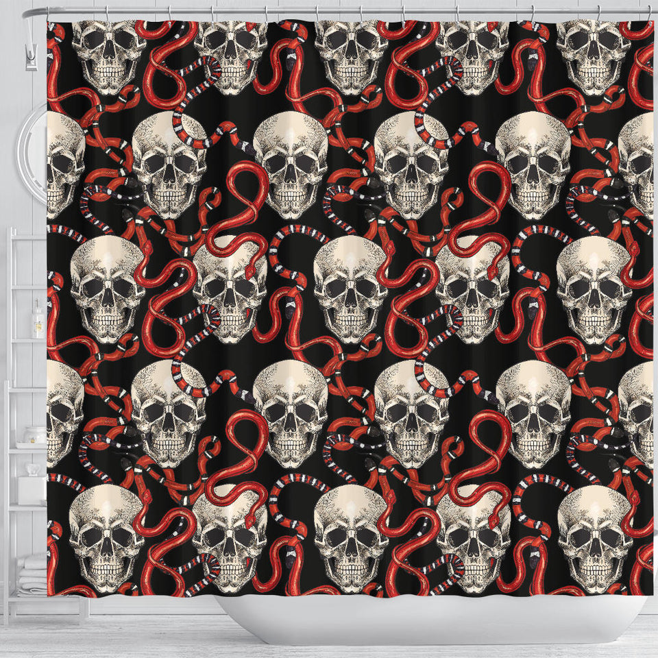 Red Snake Skull Pattern Shower Curtain Fulfilled In US