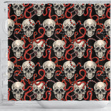 Red Snake Skull Pattern Shower Curtain Fulfilled In US