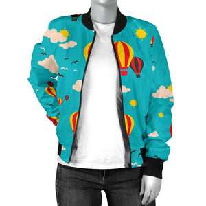 Hot Air Balloon Sky Pattern Women'S Bomber Jacket