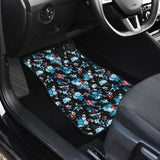 Skull Flower Roses Leave Pattern Front Car Mats