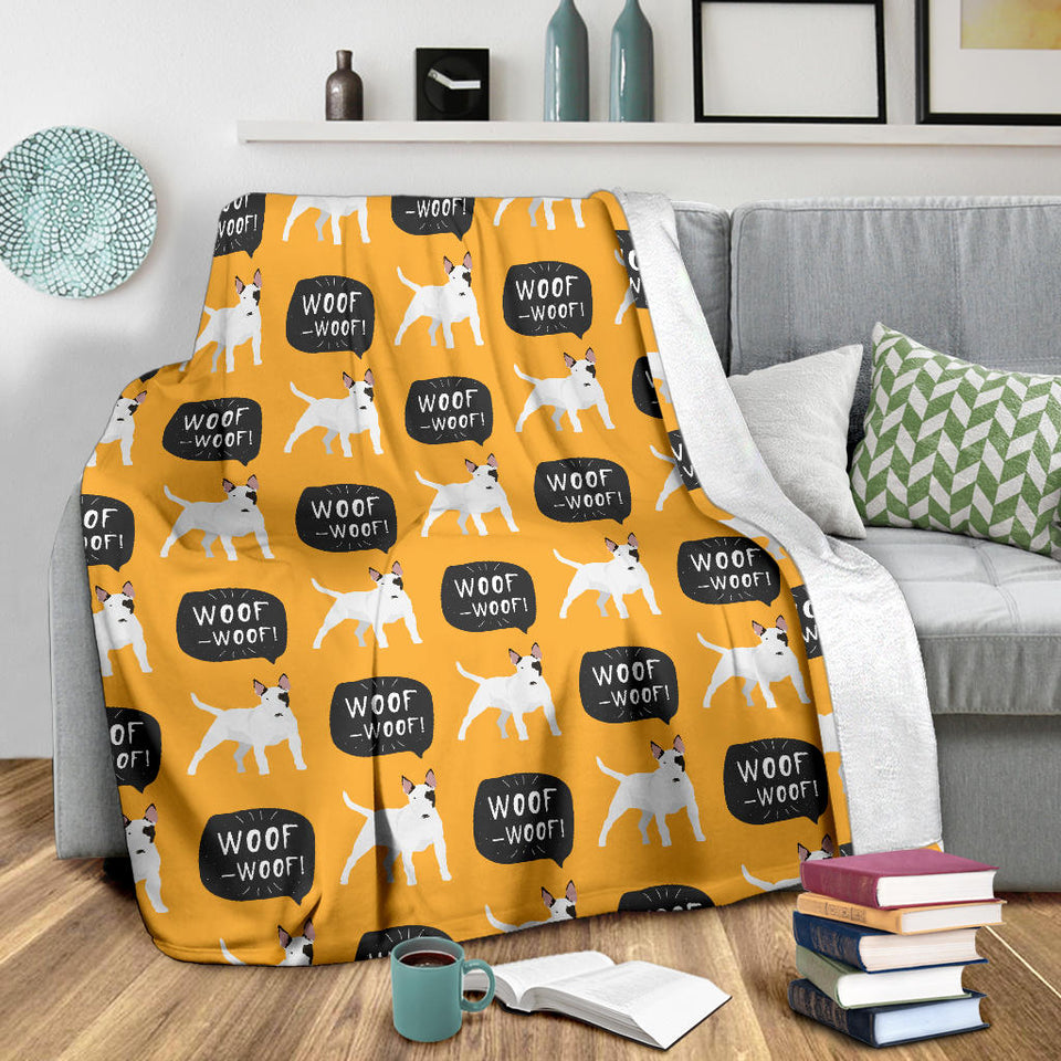 Bull Terrier Pattern Print Design 03 Premium Blanket