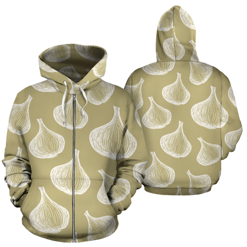 Garlic Design Pattern Zip Up Hoodie