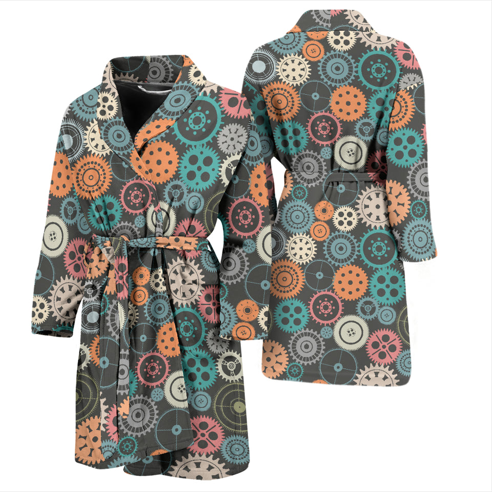 Gear Pattern Print Design 05 Men's Bathrobe