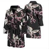 Japanese Crane Pink Sakura Pattern Men'S Bathrobe