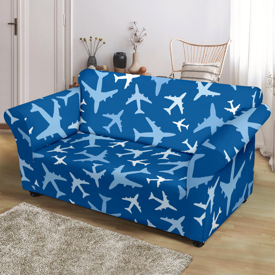 Airplane Pattern In The Sky Loveseat Couch Slipcover
