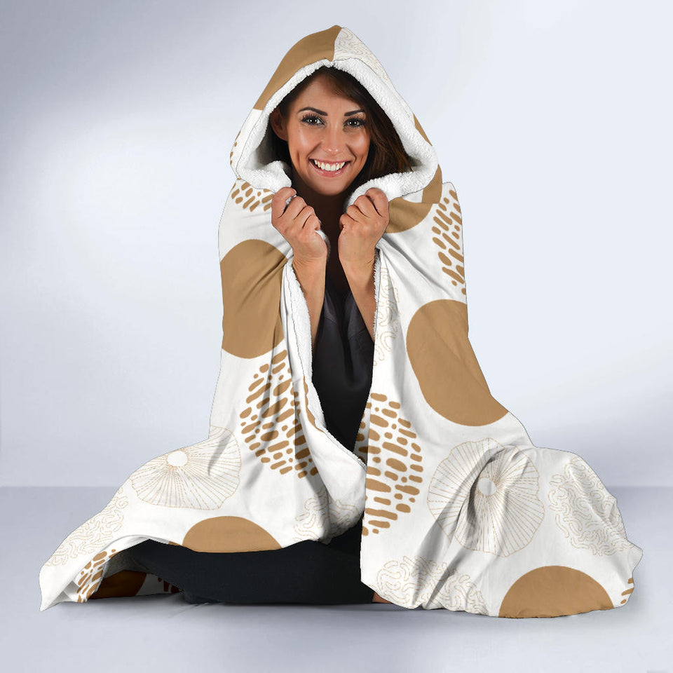 Gold Texture Mushroom Pattern Hooded Blanket
