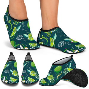 Lime Ice Flower Pattern Aqua Shoes