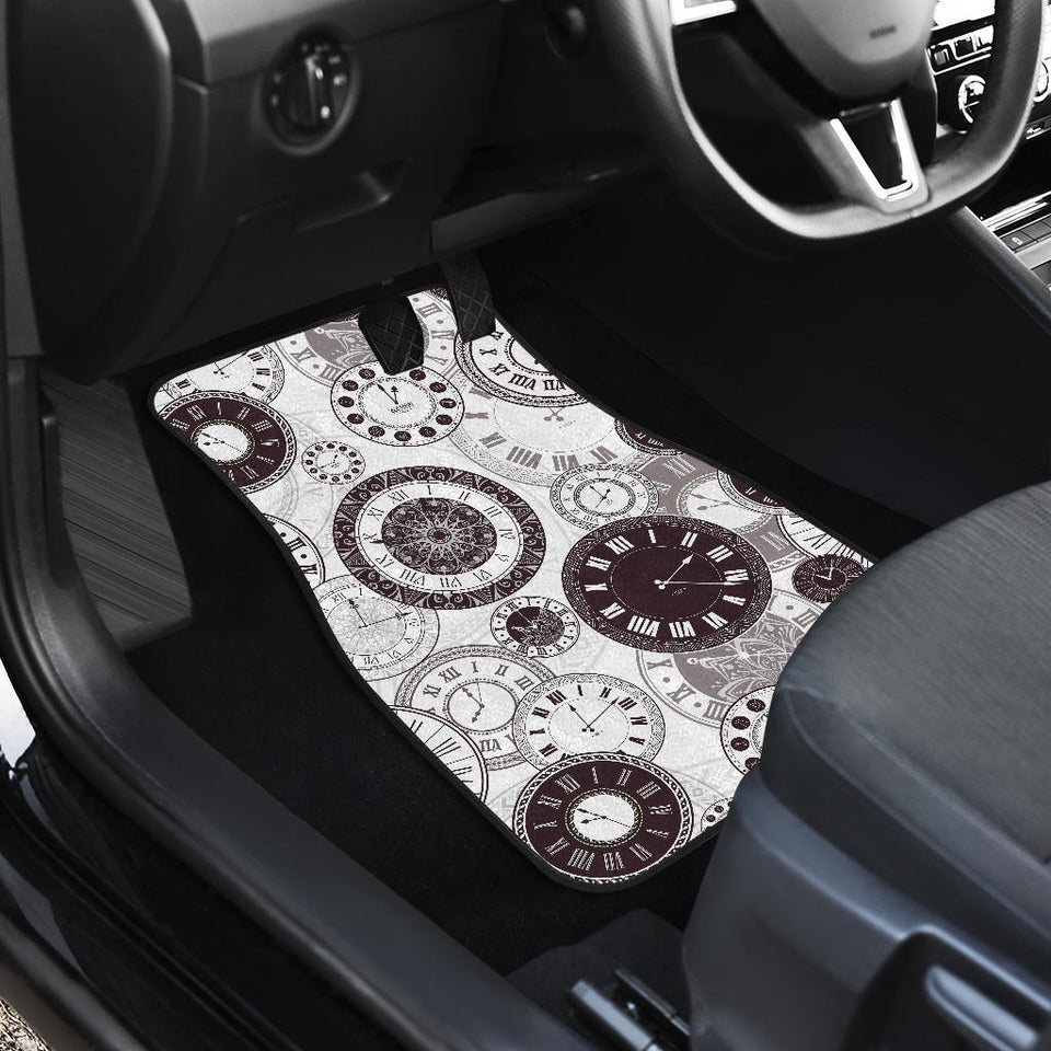 Classic Vintage Clock Pattern Front And Back Car Mats