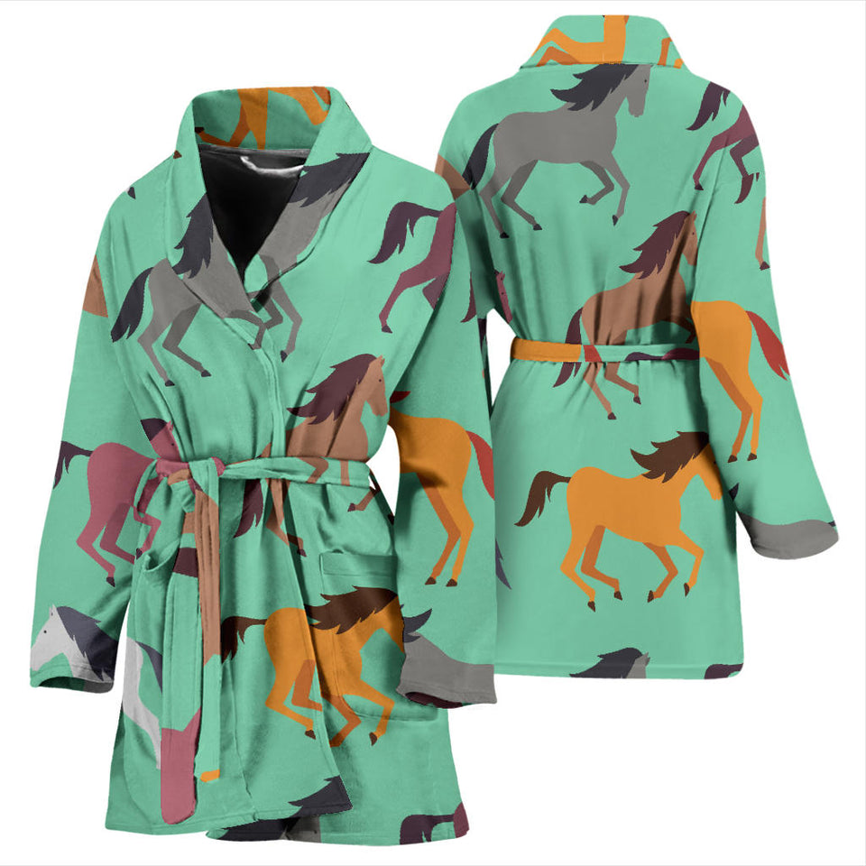 Colorful Horses Pattern Women'S Bathrobe