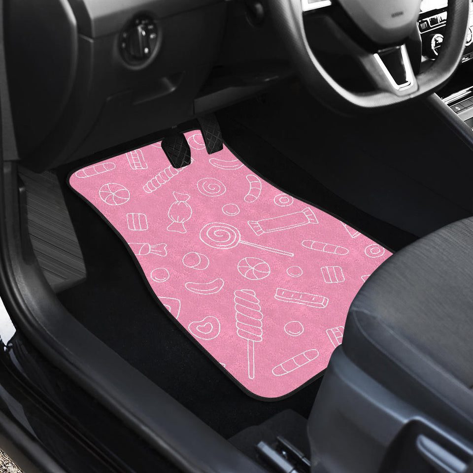 Sweet Candy Pink Background Front And Back Car Mats
