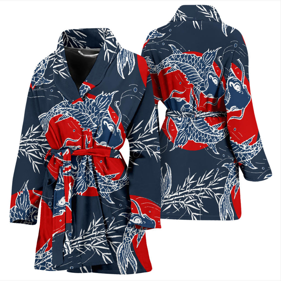 Koi Fish Carp Fishs Hand Drawn Japanese Art Women'S Bathrobe