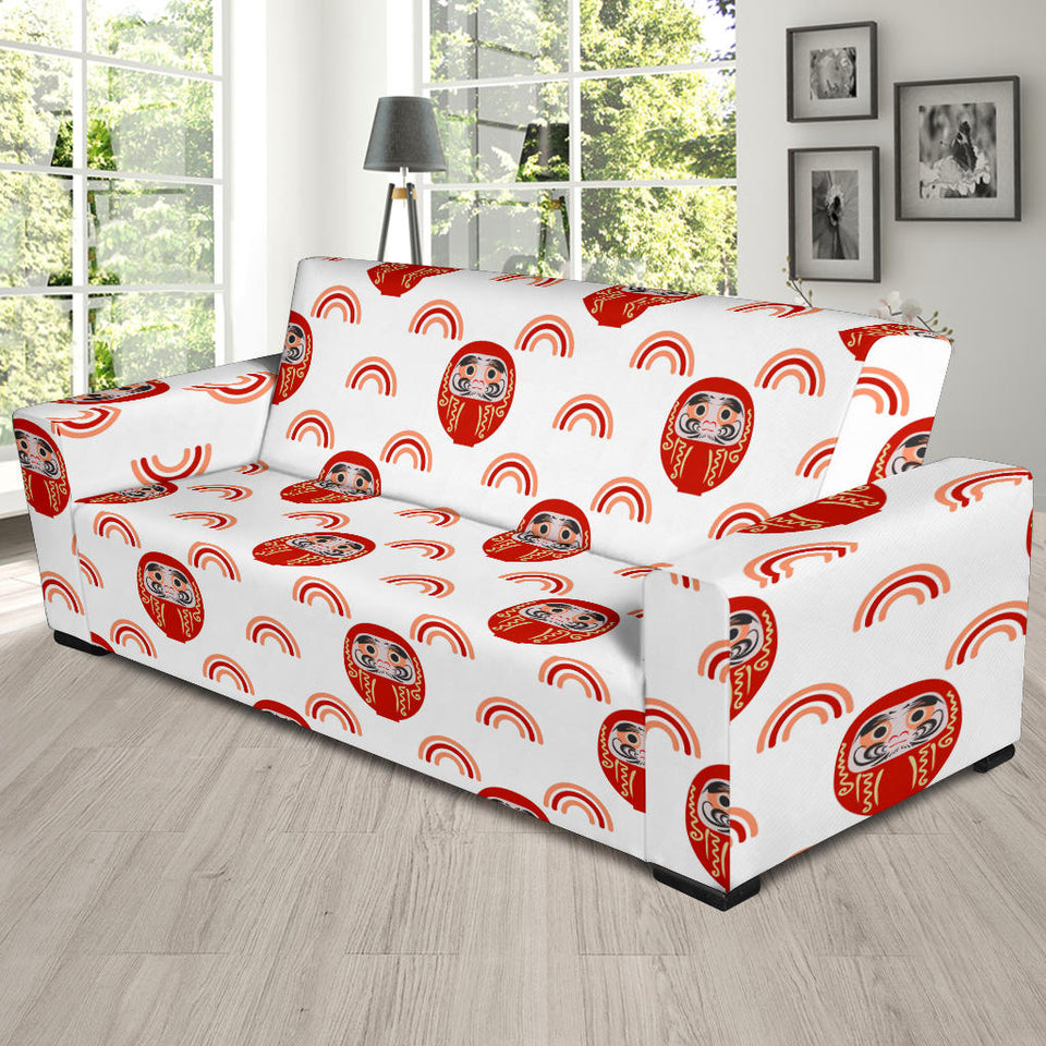 Daruma Japanese Wooden Doll Design Pattern Sofa Slipcover