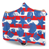 American Football Ball Star Stripes Pattern Hooded Blanket
