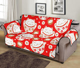 Cute Maneki Neko Lucky Cat red background Sofa Cover Protector