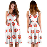 Daruma Japanese Wooden Doll Pattern Sleeveless Midi Dress