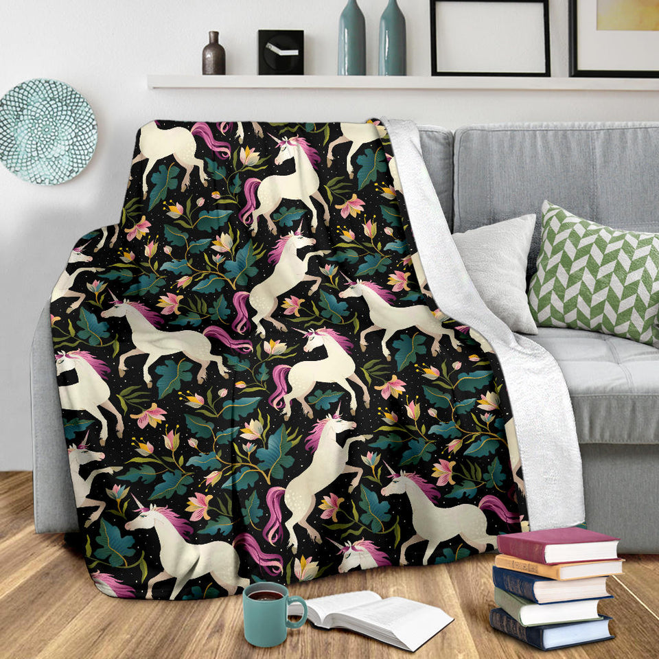 Unicorns Forest Background Premium Blanket