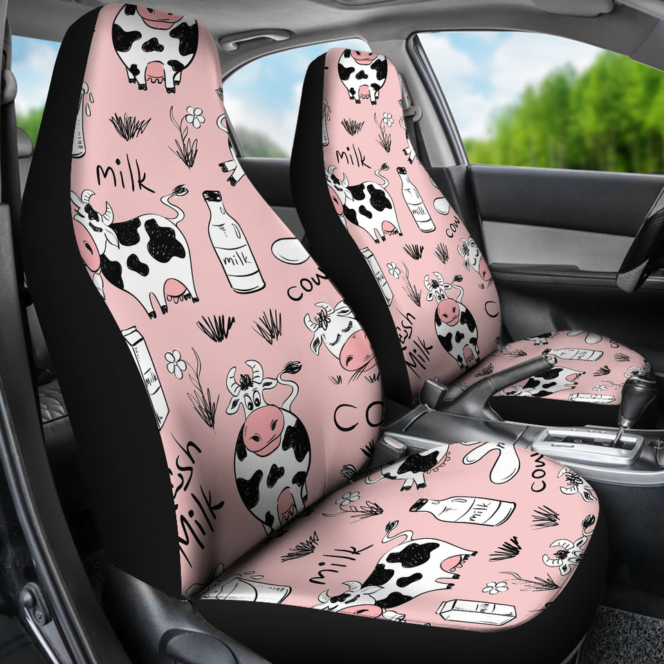 Cows Milk Product Pink Background Universal Fit Car Seat Covers
