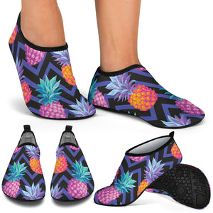 Pineapples Pattern Zigzag Background Aqua Shoes