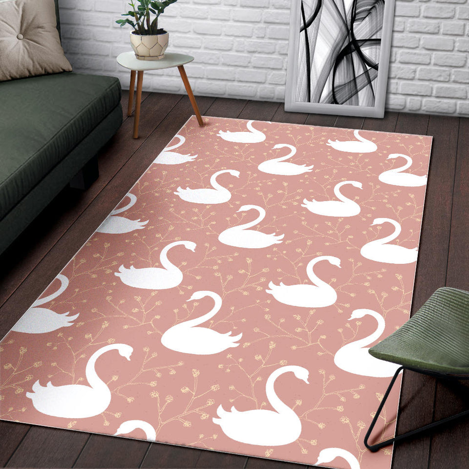 Swan Flower Light Pink Background Area Rug