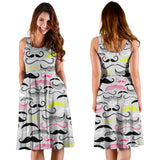 Mustache Beard Pattern Print Design 02 Sleeveless Midi Dress