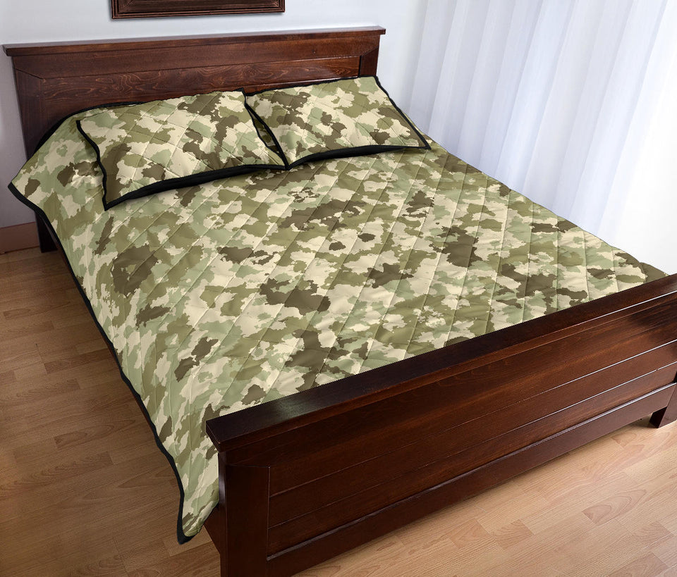 Light Green camo camouflage pattern Quilt Bed Set
