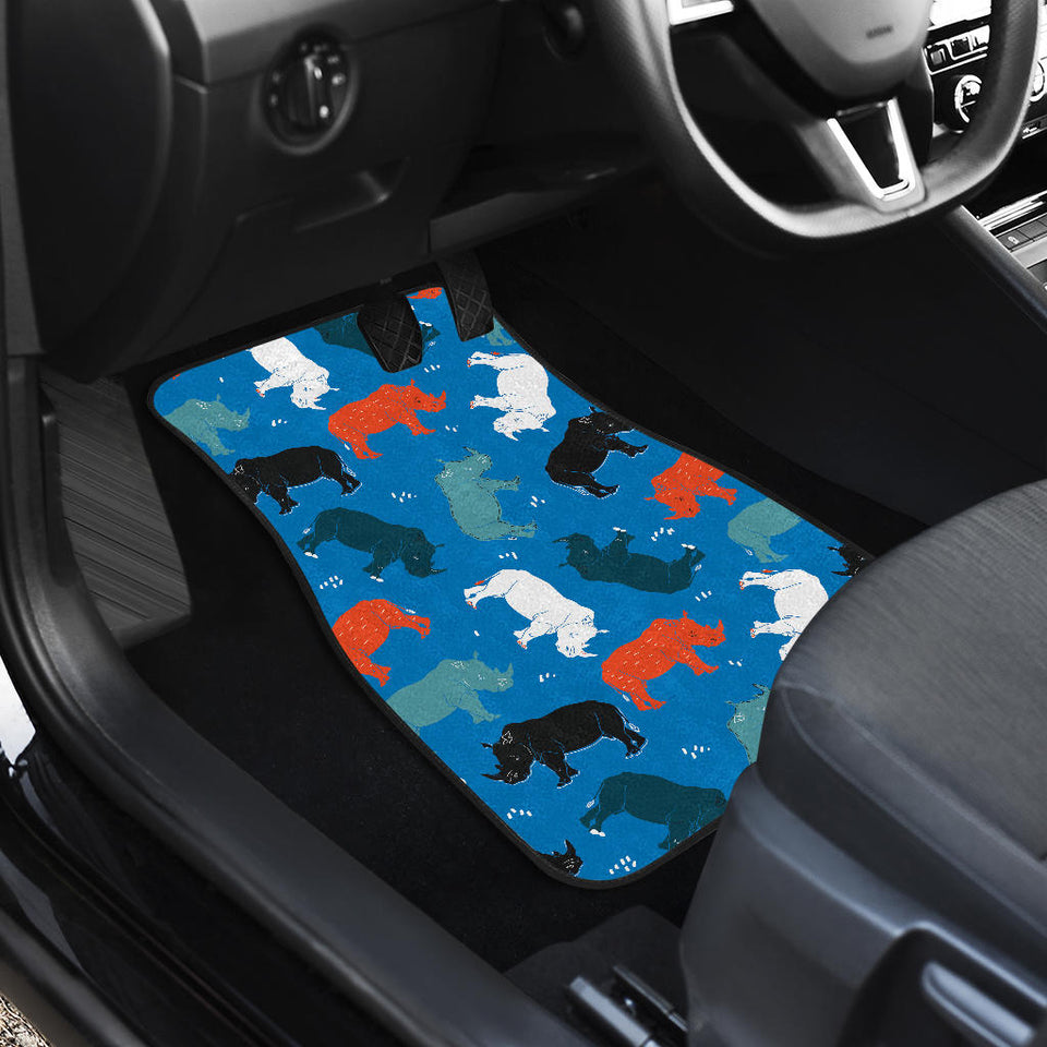 Colorful Rhino Pattern Front And Back Car Mats