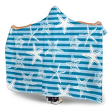 Starfish Blue Blackground Hooded Blanket