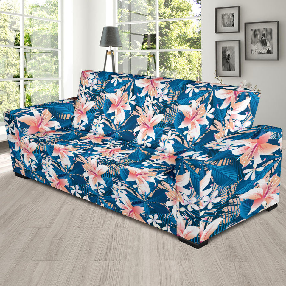 Hibiscus Pattern Print Design 02 Sofa Slipcover