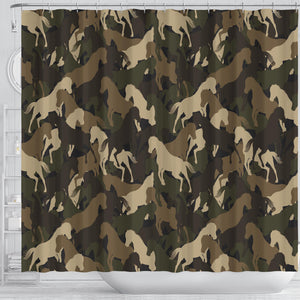 Horse Camouflage Pattern Shower Curtain Fulfilled In US