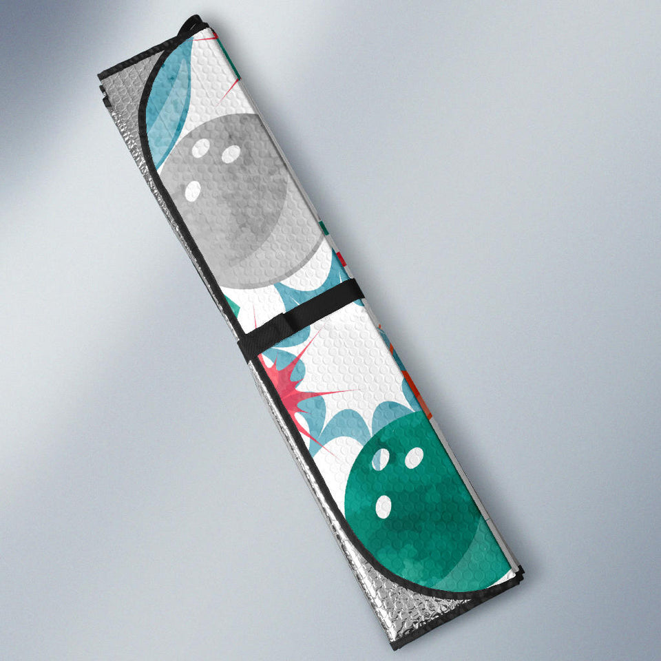 Watercolor Bowling Pattern Car Sun Shade