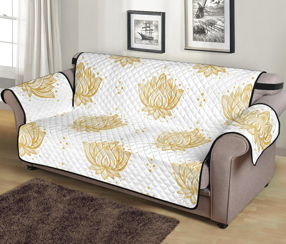 Gold Ornamental lotue waterlily symbol pattern Sofa Cover Protector