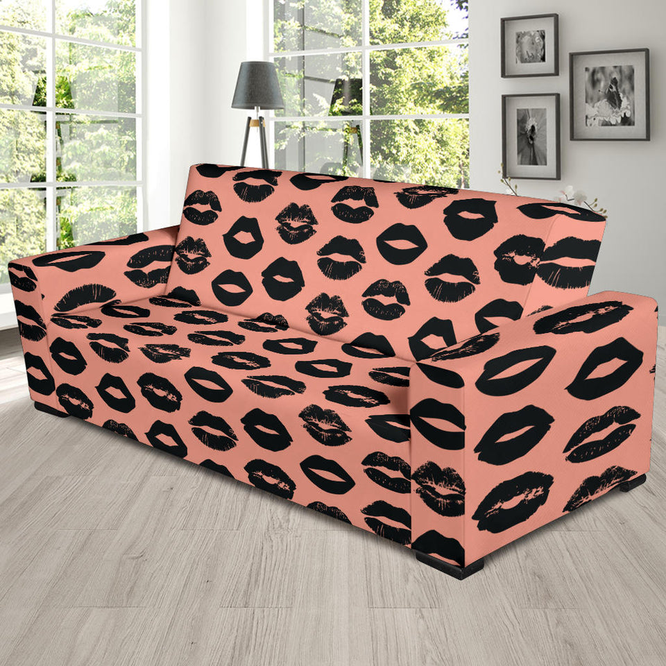 Lips Pattern Print Design 02 Sofa Slipcover